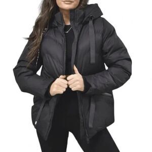 Saint + Sinner Maxy Women's Medium Puffer Coat Hooded Jacket in Black NWT